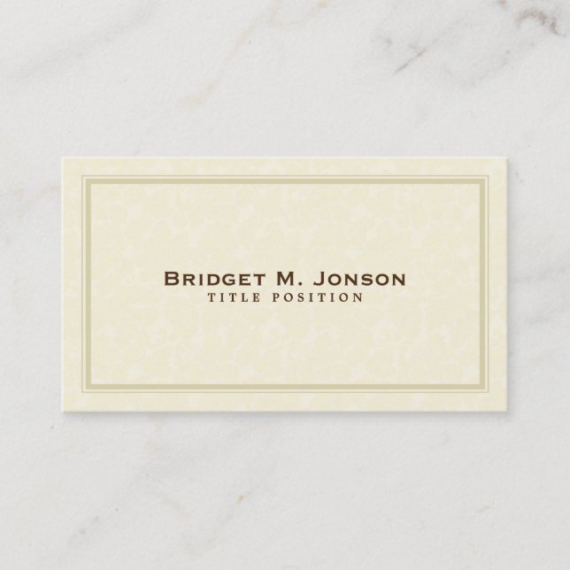 Carte De Visite Élégant sobre en damas beige (Devant)