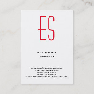 Carte De Visite Élégant sobre noir blanc rouge monogramme