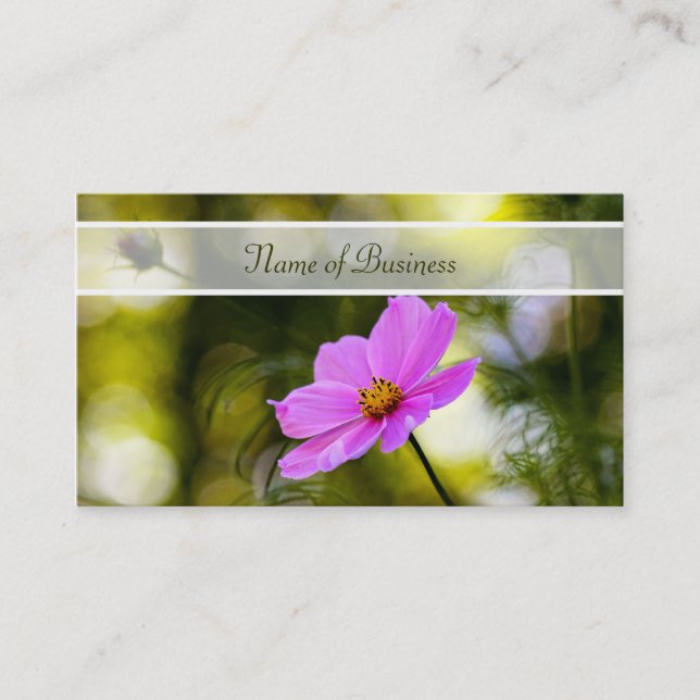 Carte De Visite Elégant Soirée Cosmos Rose Fleur sauvage Avec Nom (Devant)