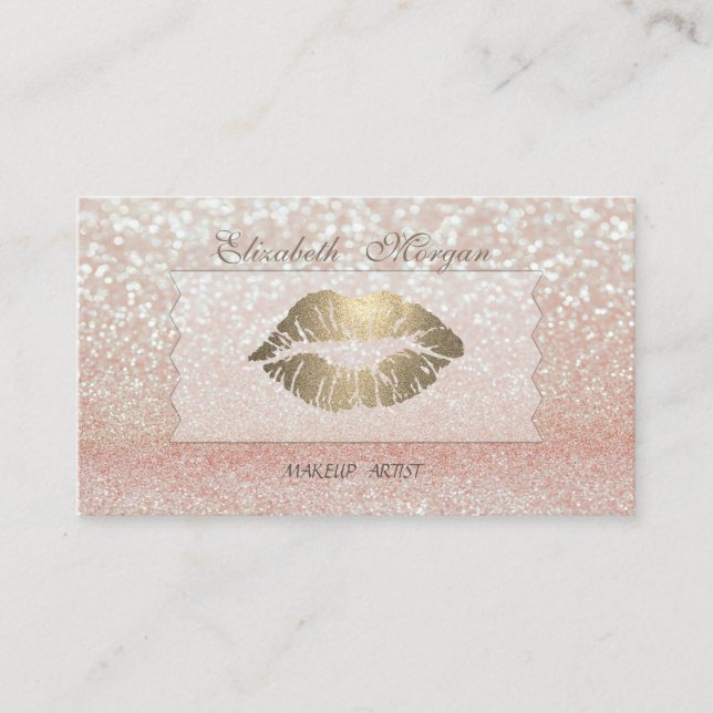 Carte De Visite Élégant Sophisticé Moderne Glittery Bokeh, Lèvres (Devant)