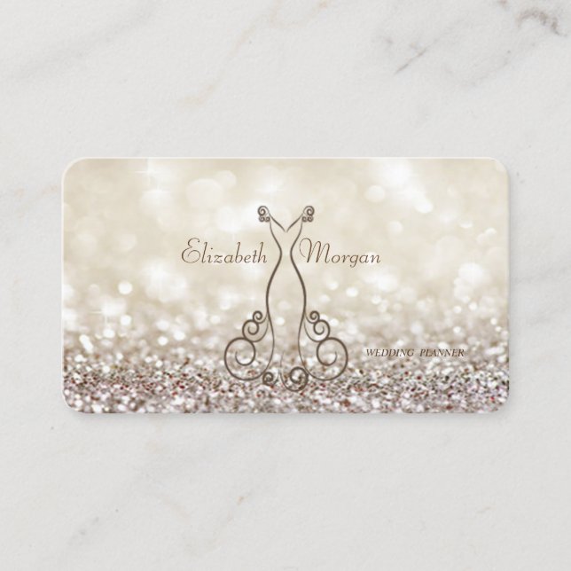 Carte De Visite Élégant Sophisticé Moderne Glittery Bokeh, Robe (Devant)