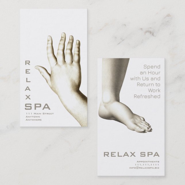Carte De Visite Elégant SPA main & pied, Manucure, Pédicure (Devant / Derrière)