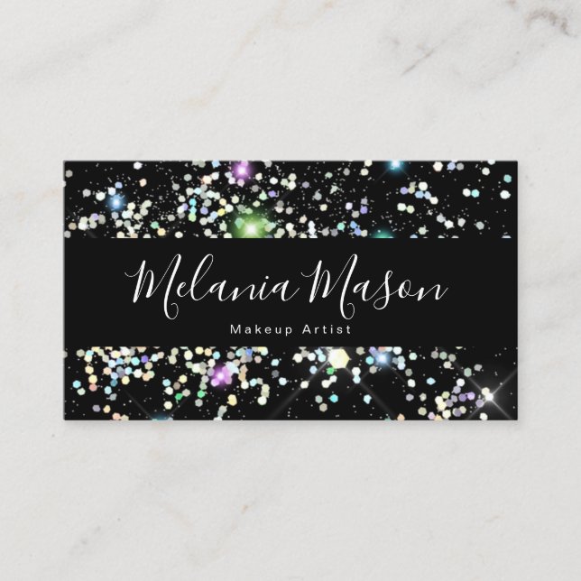 Carte De Visite Elégant Sparkly Holographic Parties scintillant Be (Devant)