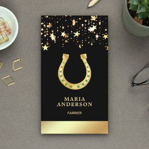 Carte De Visite Elégant Stars Confetti Faux Gold Foil Horseshoe