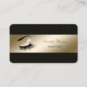 Carte De Visite Élégant Stylé, Cils Faux, Maquilleuse, Noir