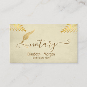Carte De Visite Élégant Style Or Plume Notaire Crème