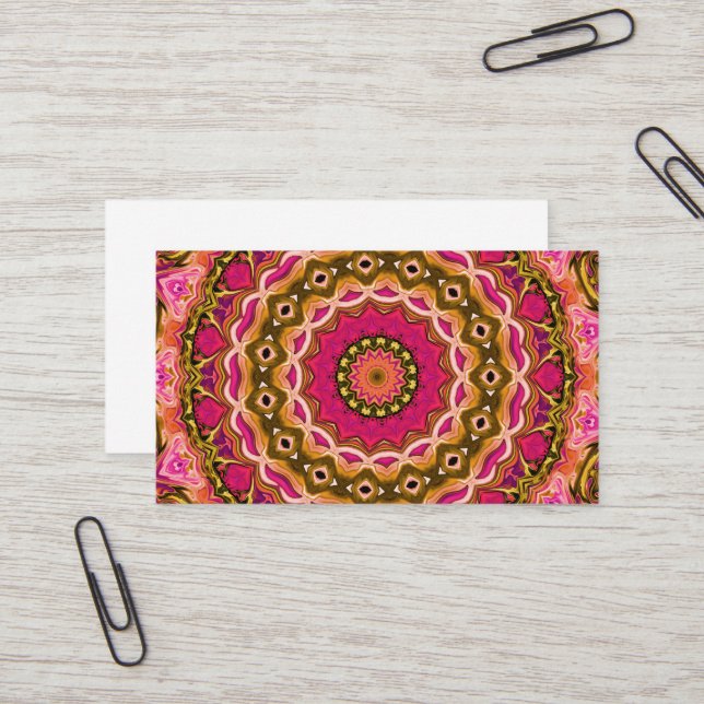 Carte De Visite élégant tapis textile floral mandala motif (Devant/Arrière en situation)