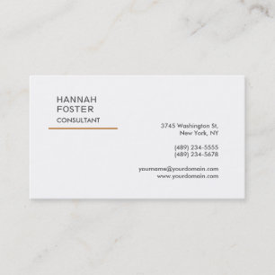 Carte De Visite Elégant Tendance Plain Blanc Consultant Manager