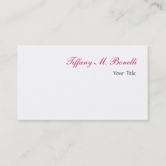 Carte De Visite Élégant tendance Simple Rose Blanc Chic Unique (Devant)