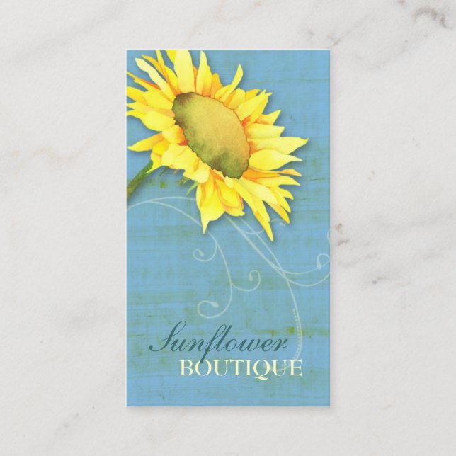 Carte De Visite Elégant tournesol bleu rustique (Devant)