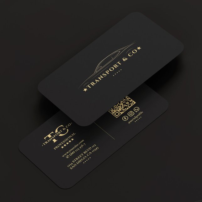 Carte De Visite Elégant Transport Car Company Black Modern (Elegant Transport Car Company Black Gold Modern Business Card
)
