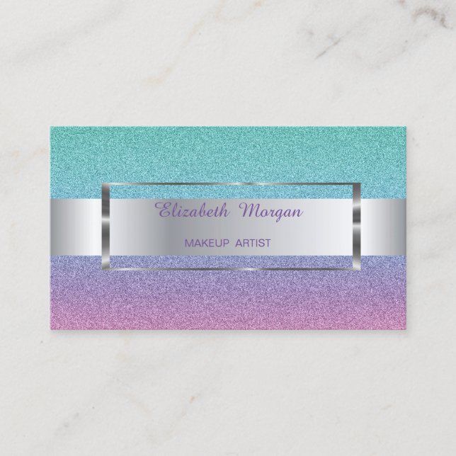 Carte De Visite Elégant Trendy Ombre Parties scintillant Stripe, C (Devant)