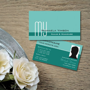 Carte De Visite Élégant Turquoise classique chic avec Monogramme e