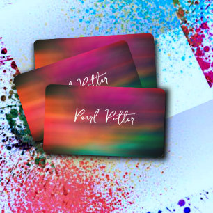Carte De Visite élégant turquoise orange magenta artistique audaci