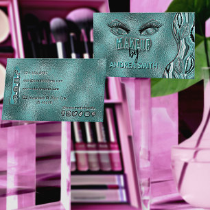 Carte De Visite Élégant Turquoise Phuile Wavy Agate Maquillage Art