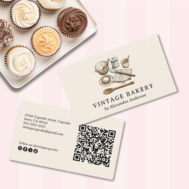Carte De Visite Élégant ume-Cuisine Vintage (Elegant Vintage Cooking Utensils Business Card)