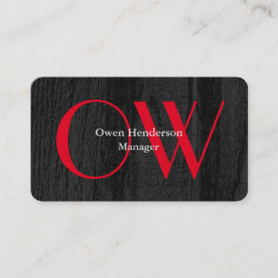 Carte De Visite Élégant Unique Gris Gris Gras Rouge Texte Monogram