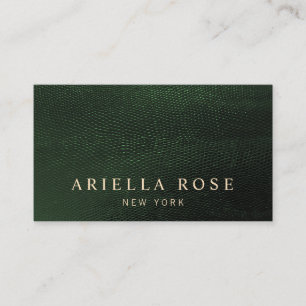Carte De Visite Élégant vert foncé Lizard Skin Professionnel