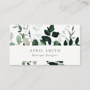 Carte De Visite Élégant vert moderne feuillage Tropical Foliage Fe