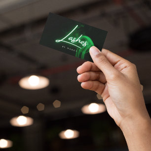 Carte De Visite Élégant vert néon & Lashes de fumée