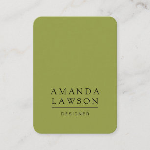 Carte De Visite Élégant Vert olive simple et beige