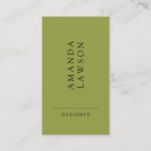 Carte De Visite Élégant Vert olive simple et beige