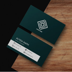 Carte De Visite Élégant Vert Simple Minimal Moderne Luxe Personnal