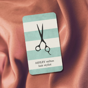 Carte De Visite Élégant Vert vert moderne Vieux blanc coiffeur