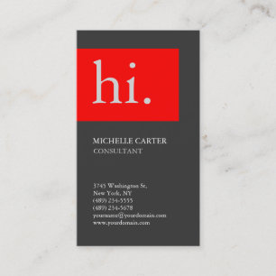 Carte De Visite Élégant vertical élégant clair gris rouge chic Hel