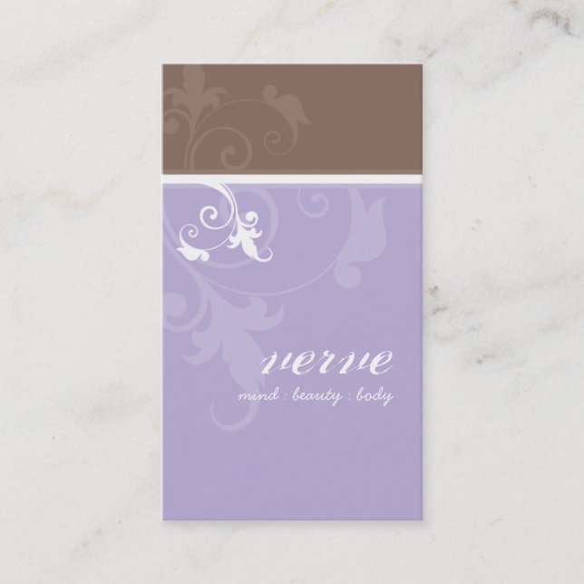 CARTE DE VISITE élégant verve feuillage lilas moch (Devant)