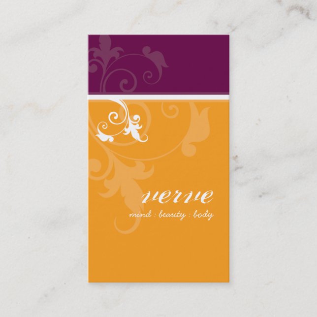 CARTE DE VISITE élégant verve feuillage orange pru (Devant)