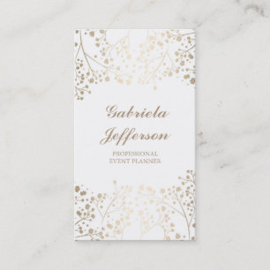 Carte De Visite Élégant vintage blanc du souffle du bébé d'or