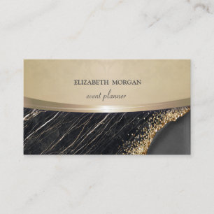 Carte De Visite Élégant Vintage, Chic, Marbre Noir Floral