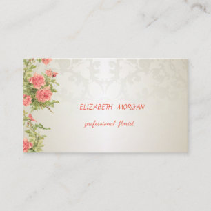 Carte De Visite Élégant Vintage, Dentelle, Roses