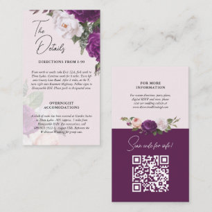 Carte De Visite Elégant Vintage Floral Mariage Détails Info Card