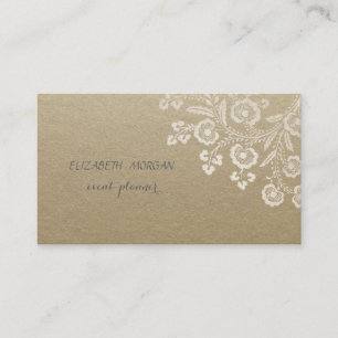 Carte De Visite Élégant Vintage, Kraft, Dentelle