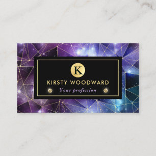 Carte De Visite Élégant violet et bleu cristal de minuit Galaxy