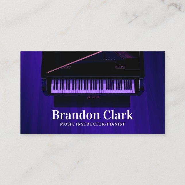 Carte De Visite Élégant violet scène Grand Piano Musicien (Devant)
