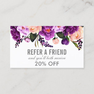 Carte De Visite Élégant violet Ultra Violet Floral Argent Référenc