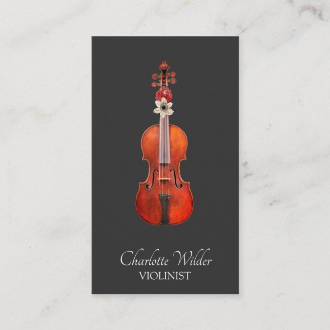 Carte De Visite Élégant violoniste noir (Devant)