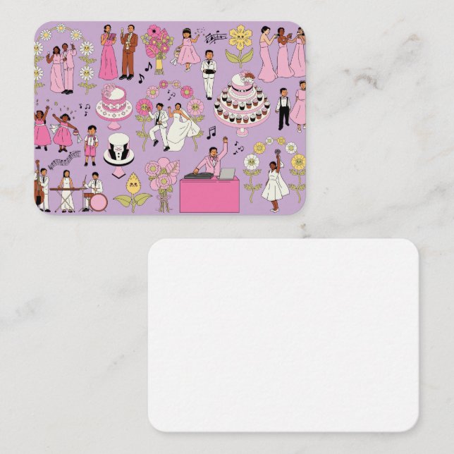 Carte De Visite Elegant Wedding Illustration Business Card – Pink  (Devant / Derrière)