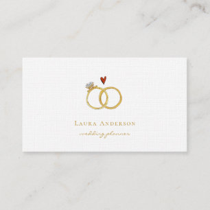 Carte De Visite Élégant Wedding planner anneaux or
