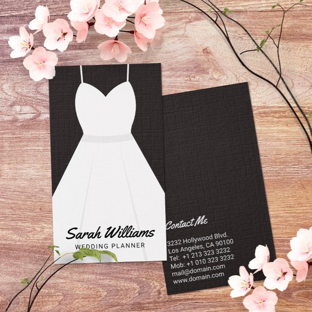 Carte De Visite Élégant Wedding planner d'événement noir et blanc (Créateur téléchargé)