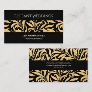 Carte De Visite Élégant Wedding planner noir or