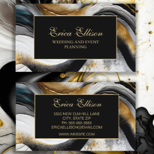 Carte De Visite Élégant Wedding planner noir or blanc