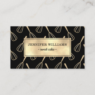 Carte De Visite Élégant Whisk Gold Black Baking