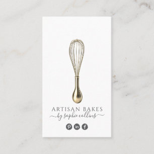 Carte De Visite Elégant Whisk Or boulangerie boulangerie Chef pâti
