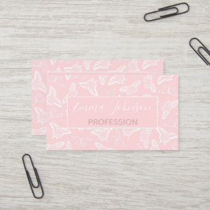 Carte De Visite Elegant White Butterflies Rose Design