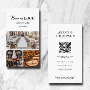 Carte De Visite Elégant White Event Planning Business 3 Photos