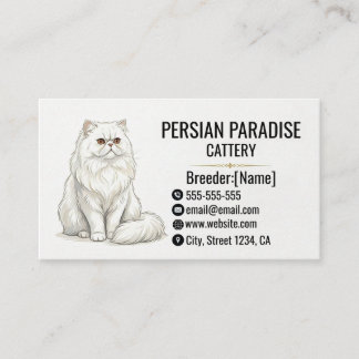 Carte De Visite Elegant White Persian Cat Cattery